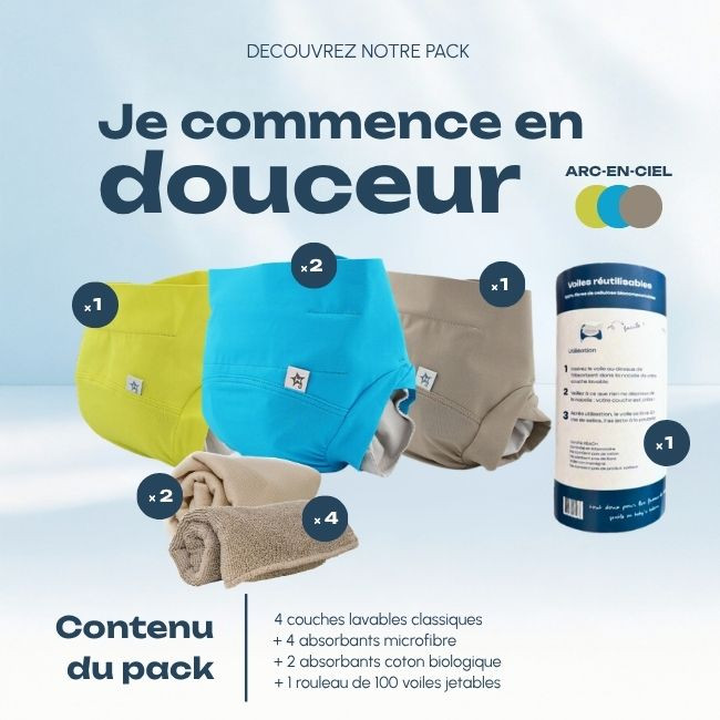 Pack couches lavables ”je commence en douceur” | Hamac Paris