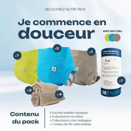 Pack couches lavables ”je commence en douceur” | Hamac Paris